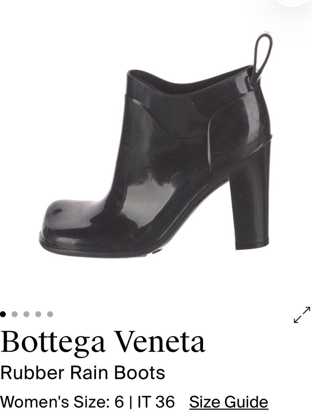 Bottega Veneta Glossy Black Rubber Ankle Rain Boots